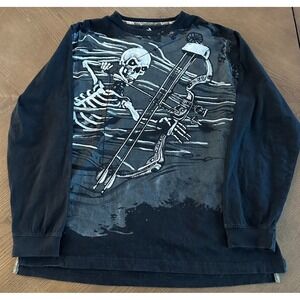 Legendary Skyeleton Bow Hunting Men's Size Large Long Sleeve T Shirt Camo Collar